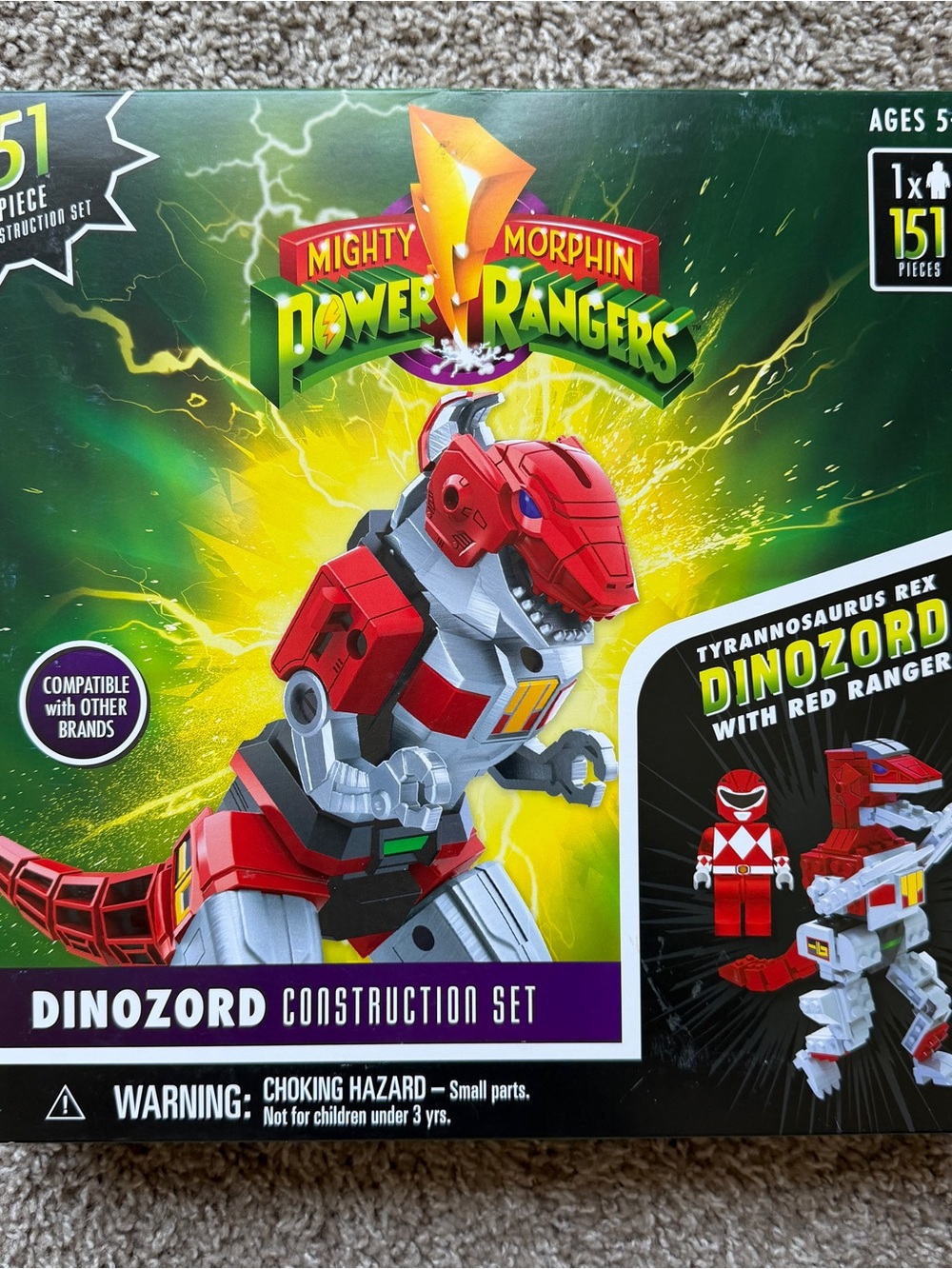 MIGHTY MORPHIN POWER RANGERS DINOZORD CONSTRUCTION SET TYRANNOSAURUS REX RED NEW